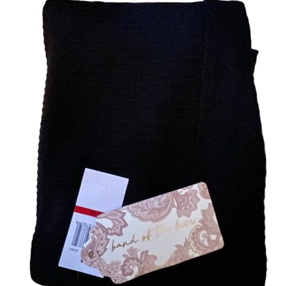 BAND OF THE FREE BOG RENEE RIBBED PANEL MIDI PENCIL SKIRT BLACK SIDE SLIT XS-NEW - Picture 6 of 9